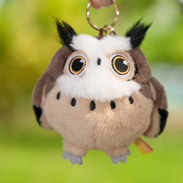 Chubby Stuffed Eurasian Eagle-Owl Bag Charm, Plush Owl Keychain